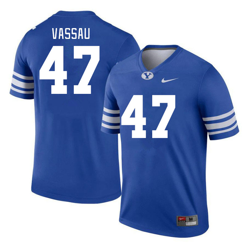 Men #47 Kyle Vassau BYU Cougars College Football Jerseys Stitched-Royal - Click Image to Close